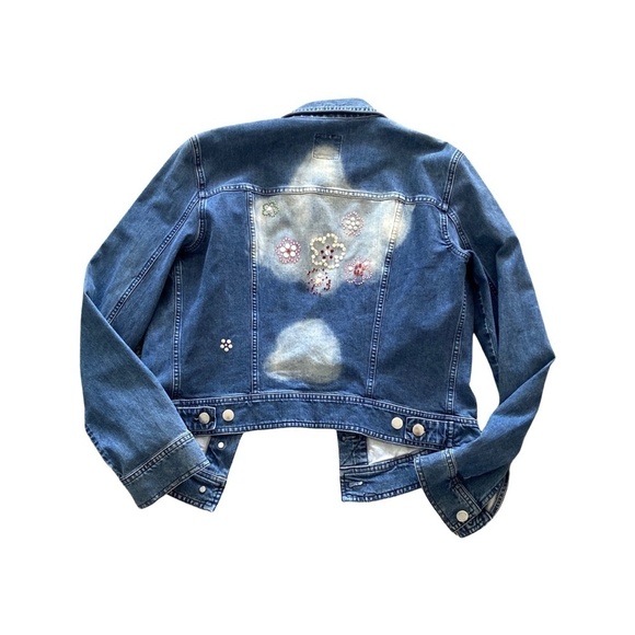 Moschino Denim Jeweled Back Jacket Size 12 - Picture 2 of 8